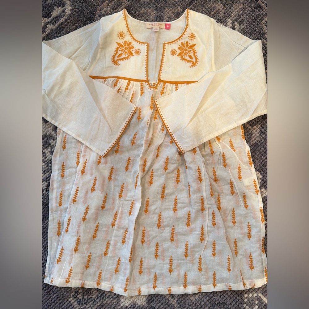 Pink Chicken Cream and Orange Kids Casual Dress